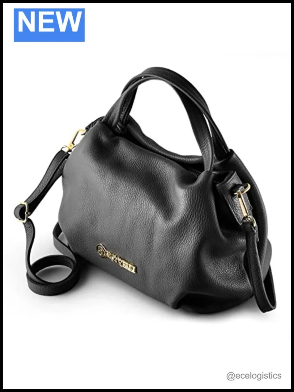 Genuine Italian Leather Satchel Purse with Zip-Around Wallet Set